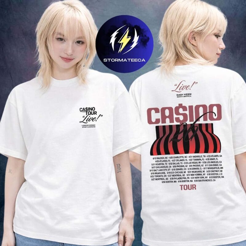 Baby Keem Merch Casino World Tour 2026 Live Tour Dates Two Sided Unisex T Shirt