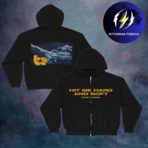 Billie Eilish Merch Hit Me Hard And Soft Live In 3D Hands Black Zip Hoodie