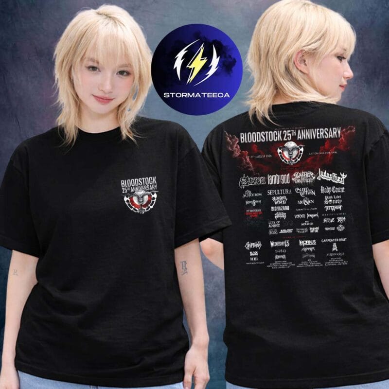 Bloodstock Music Festival 2026 25th Anniversary At Catton Park In Derbyshire UK On August 6 9 2926 Line Up Two Sided Unisex T Shirt