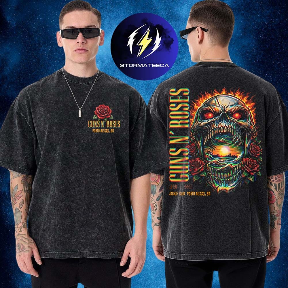 Guns N Roses Exclusive Tee Brazil Show At Jockey Club In Porto Alegre BR On April 1 2026 Two Sided Washed T-Shirt Guns N Roses Exclusive Tee Brazil Show At Jockey Club In Porto Alegre BR On April 1 2026 Two Sided Washed T-Shirt