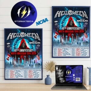 Helloween 40th Anniversary North American Tour 2026 With Special Guest Beast In Black Schedule Home Decor Poster Canvas
