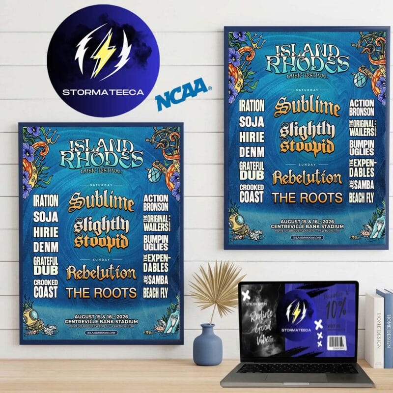 Island Rhodes Music Festival 2026 At Centreville Bank Stadium On August 15 16 2026 Line Up Home Decor Poster Canvas