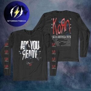 Korn Merch Latin America Tour 2026 Are You Ready City Dates Two Sided Long Sleeve Shirt
