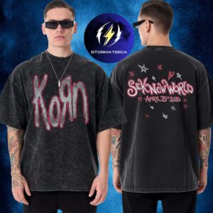 Korn Sick New World 2026 Merch Logo Hearts Star Two Sided Washed T-Shirt