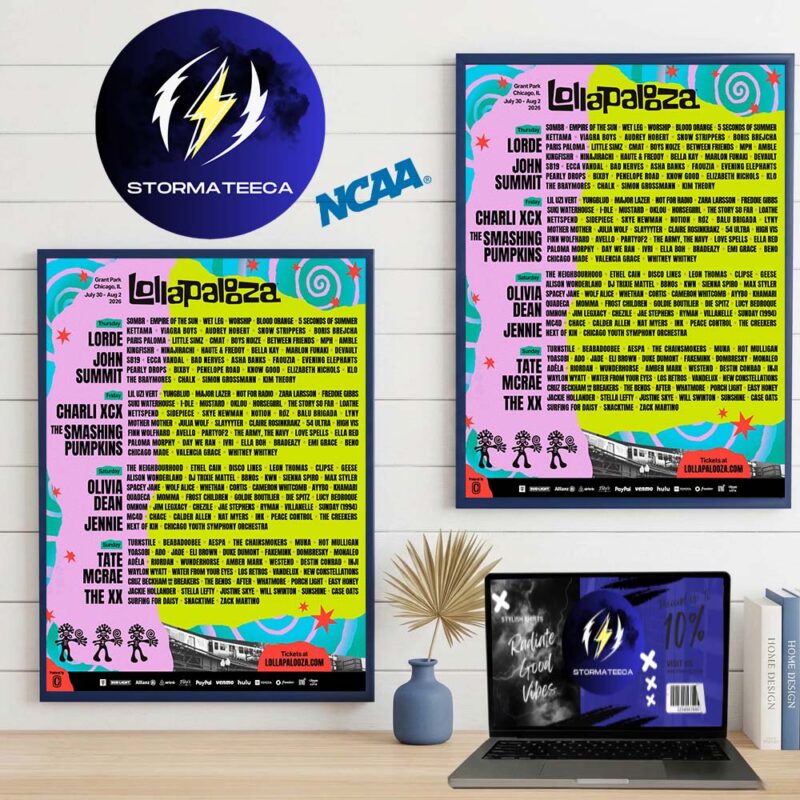Lollapalooza 2026 At Grant Park In Chicago IL On July 30 August 2 2026 Home Decor Poster Canvas