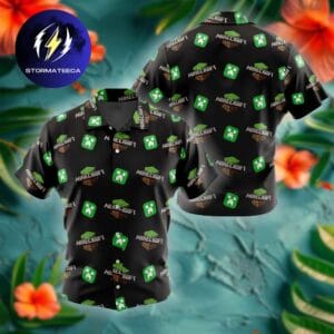 Minecraft Power Button Up Summer Hawaiian Shirt