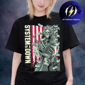 System Of A Down Limited Edition Art By Luke Preece American Gun Roses Unisex T-Shirt