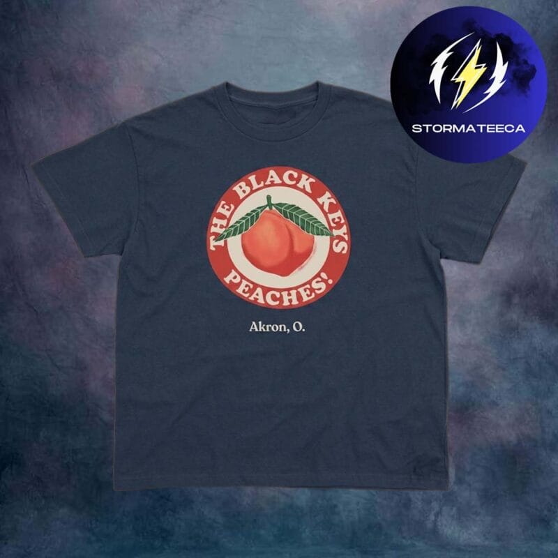 The Black Keys Merch Peaches N Kream World Tour 2026 Painted Peach Navy Unisex T Shirt