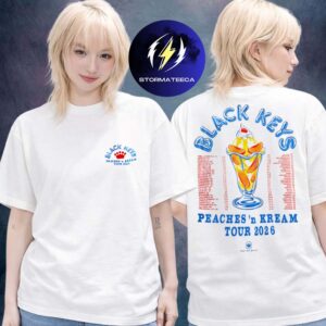 The Black Keys Merch Peaches N Kream World Tour 2026 Peach Ice Cream Two Sided Unisex T-Shirt