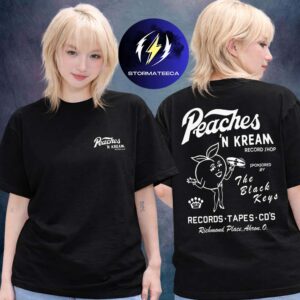 The Black Keys Merch Peaches N Kream World Tour 2026 Peach Record Two Sided Unisex T-Shirt