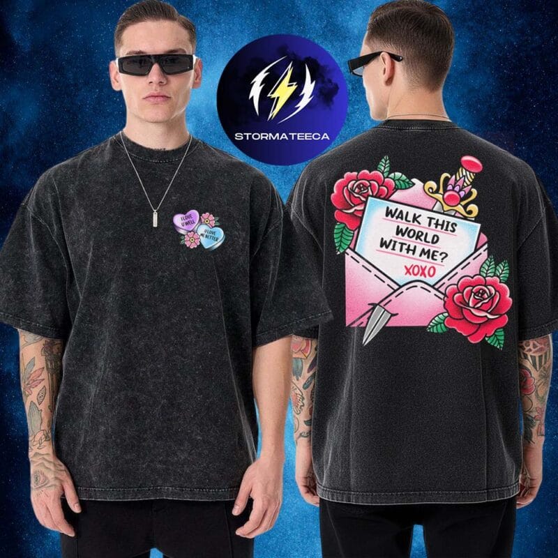 The Home Team Band Merch Kinda Hard Tour 2026 With Bilmuri Walk The World With Me Two Sided Washed T Shirt