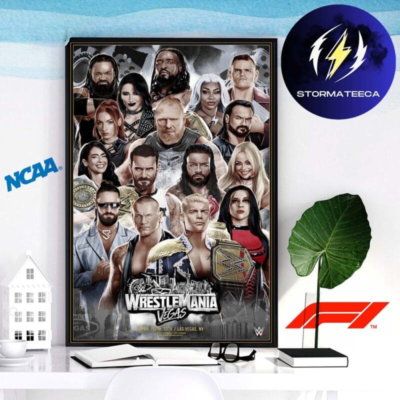 WWE Wrestlemania 42 Merch Las Vegas Jonathan Bartlett Art All Star Player Home Decor Poster Canvas