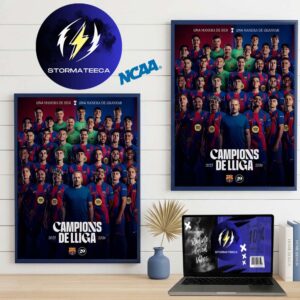 Celebrates FC Barcelona Are The Champions Laliga 2025 2026 Campions De Lliga 2025 2026 Home Decor Poster Canvas