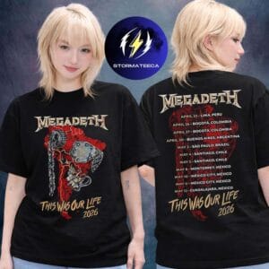 Megadeth This Was Our Life Latin Tour 2026 Skull Engine Rebellion Two Sided Unisex T-Shirt