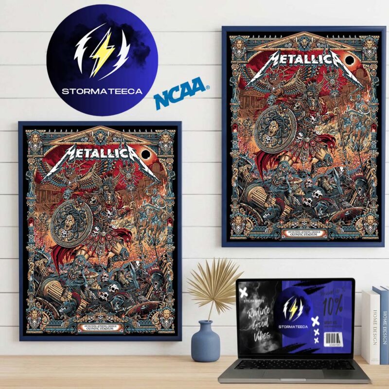 Metallica M72 Athens Pop UP Shop Limited Poster Edtion By Juan Ma Orzozco At Olympic Stadium In Athens Greece On May 9 2026 Home Decor Poster Canvas