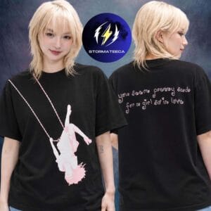 Olivia Rodrigo The Unraveled Tour 2026 Swing Embroidered Oversized Black T-Shirt