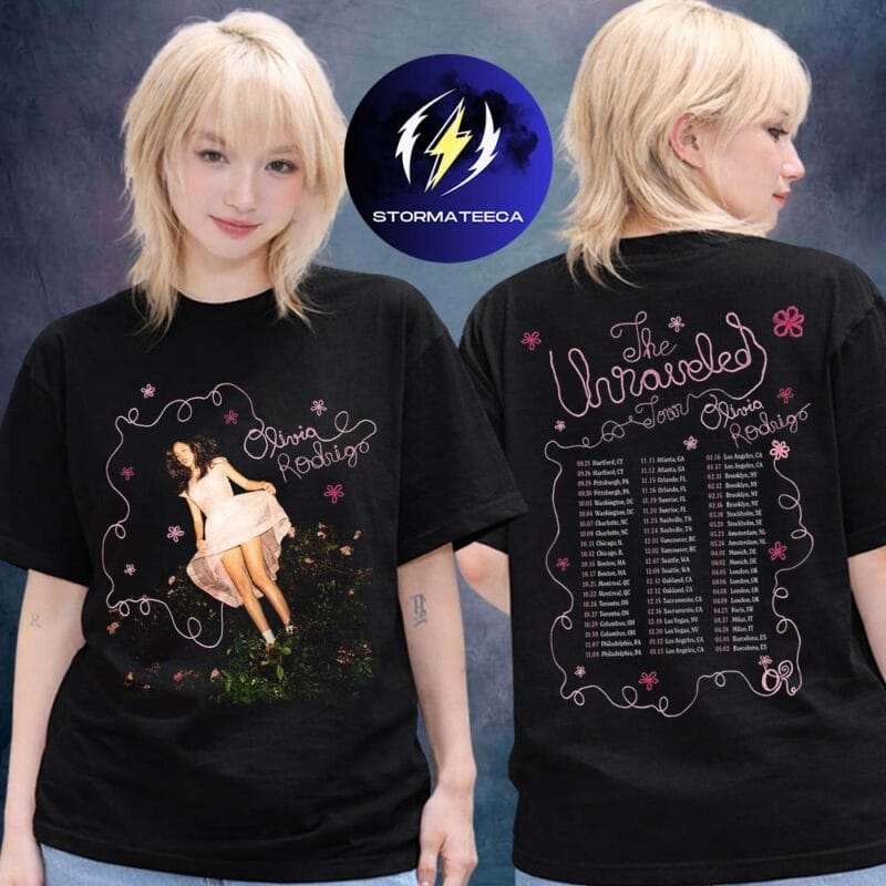Olivia Rodrigo The Unraveled Tour 2026 Tour Dates Two Sided Unisex T Shirt