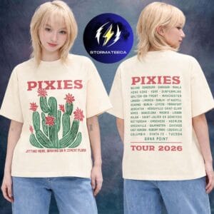 Pixies P40 Asia Tour 2026 Cactus Sand Two Sided Unisex T-Shirt