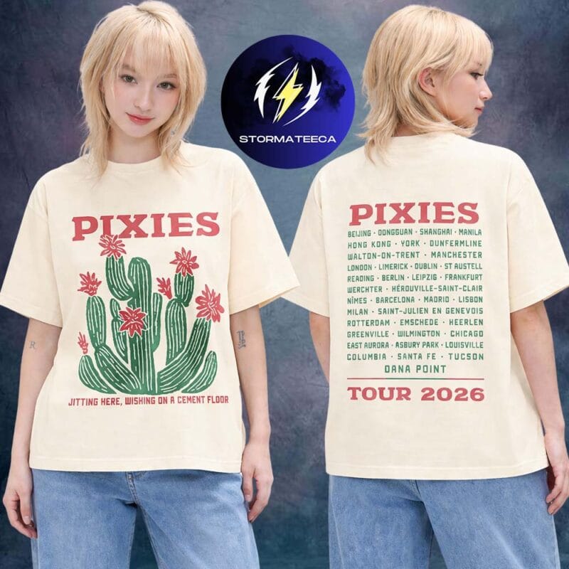 Pixies P40 Asia Tour 2026 Cactus Sand Two Sided Unisex T Shirt
