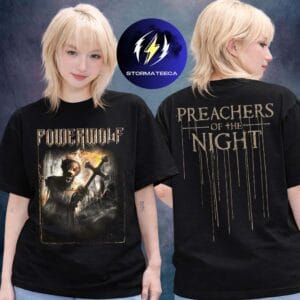 Powerwolf Merch Limited Edition Preachers Of The Night Two Sided Unisex T-Shirt