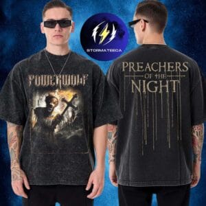 Powerwolf Merch Limited Edition Preachers Of The Night Two Sided Washed T-Shirt