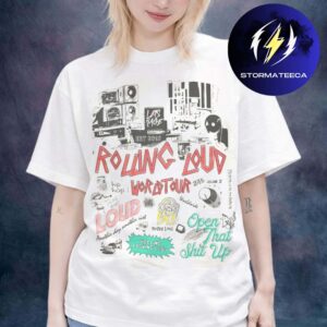 Rolling Loud 2026 Merch World Tour Collage Distreessed White Unisex T-Shirt