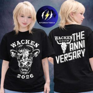 Wacken 2026 Music Festival Merch In Wacken DE On July 29 August 1 2026 Angry Cow Two Sided Unisex T-Shirt