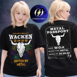 Wacken 2026 Music Festival Merch In Wacken DE On July 29 August 1 2026 Passport Two Sided Unisex T-Shirt